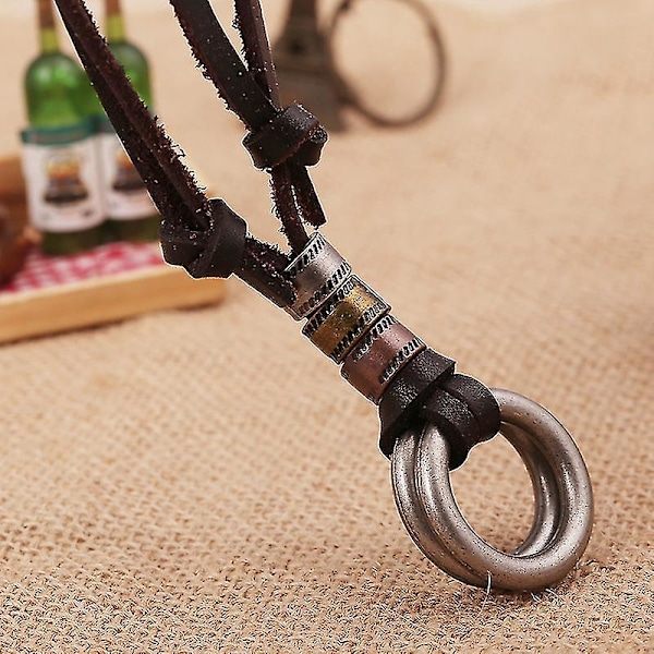 Halsband i läder för män, retroberlocker, justerbart, modeaccessoar för män och kvinnor