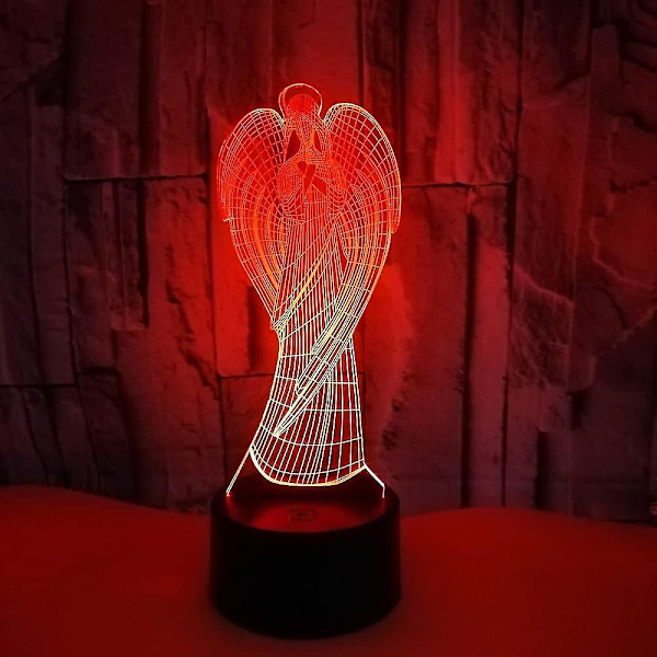 3D Engel nattlys illusjonslampe 7/16 fargeendring LED-lampe USB-strøm fjernkontroll bordgave barnegavene dekorasjoner jul valentinsdag