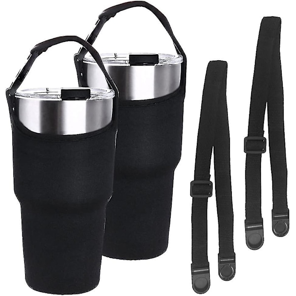 Set med 2 kopphållare, utbytbar neoprenhylsa med bärhandtag, svart