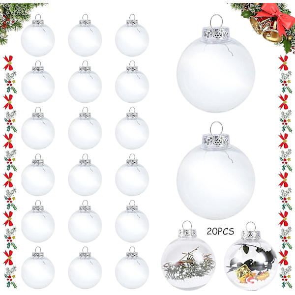 20 STK Transparenta Julgranskulor, 20 Stycken Återfyllningsbara Transparenta Julgranskulor, Transparent Jul