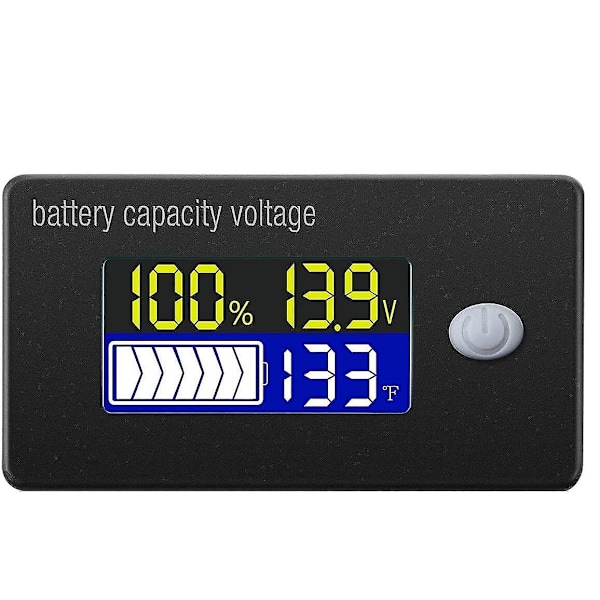 Batterikapacitetsindikator 12V Display LCD Voltmeter Temperaturmätare Testare