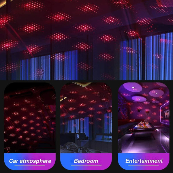 USB yövalo, Bailongju Star -projektori yövalo, säädettävät romanttiset punaiset auton sisävalot, taivutettavat vapaasti kannettavat auton kattovalot
