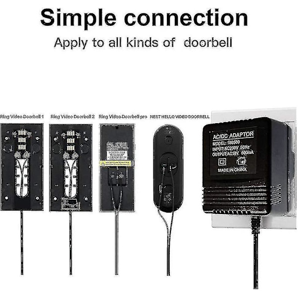 Nätadapter för Nest Hello videodörrklocka, videodörrklocka video intercom