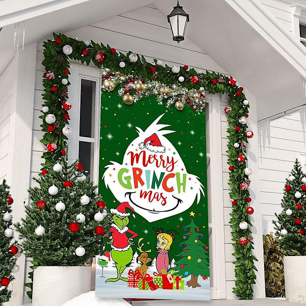 Grich Juldörrdekoration - Stink Stank Stunk Merry Grinhmas Dörrhängande Banner Dekoration För 2022 Karantän (grön-2)