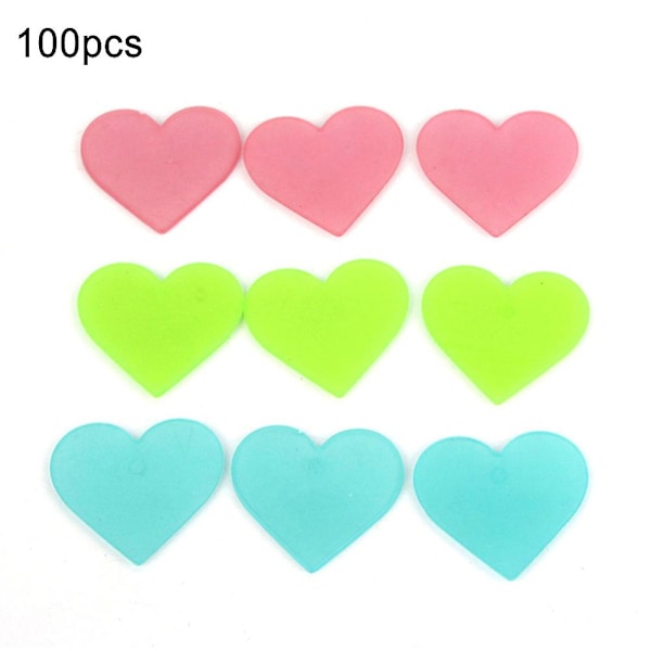 100 st Hjärtformade Fluorescerande Väggdekaler för Barnrum, Sovrum