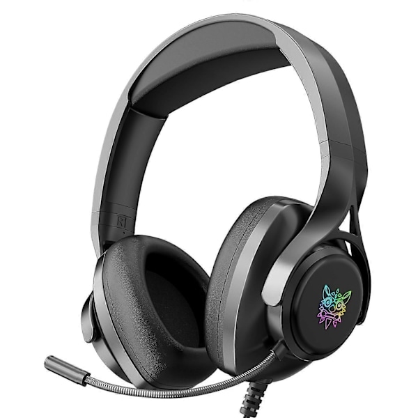 ONIKUMA X16 Trådbundna Hörlurar med Brusreducerande Mikrofon Surroundljud RGB-Ljus 3,5 mm + USB Datorhörlurar Svart