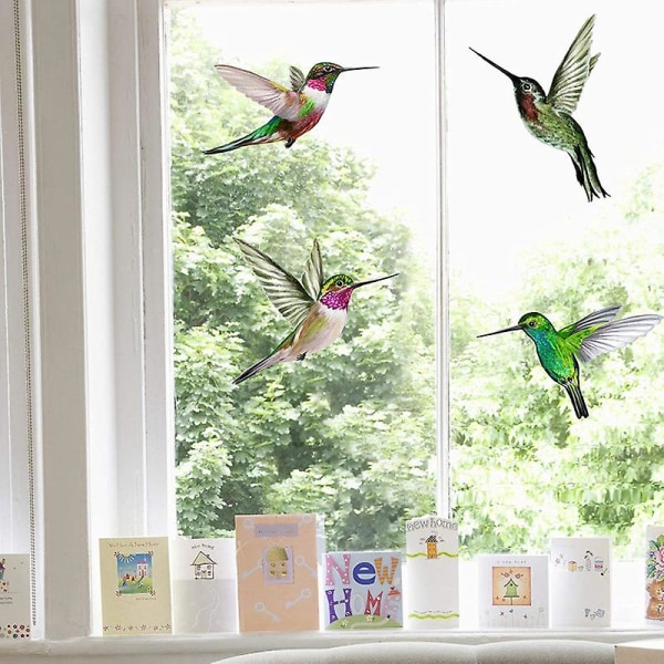 Et sæt med 4 dejlige fugle vinduesklistermærker til stue, køkken, kunst og boligindretning