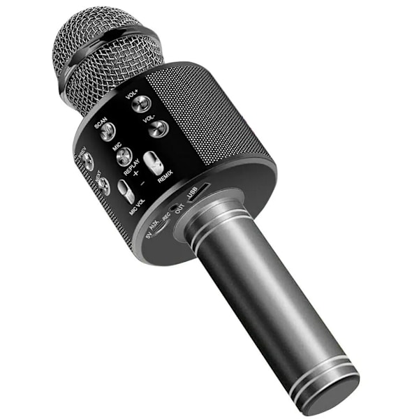 Trådløs Bluetooth Karaoke Mikrofon Højttaler Håndholdt Mikrofon KTV Mikrofon Sort