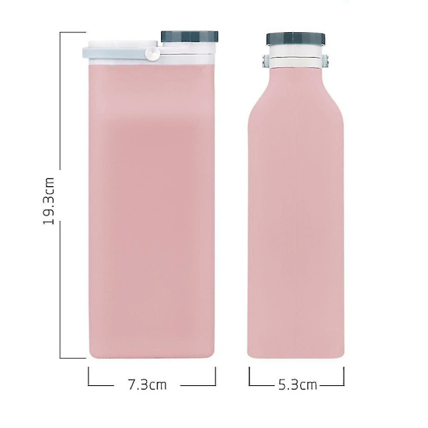 Sammenklappelig Vandflaske, Bærbar Madkvalitets Silikon Foldbar Rejsende Genanvendelig Lækagesikker Vandflasker Niuniu (Pink)