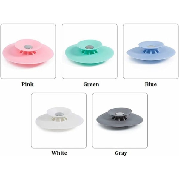 Diskbänkspropp, 6 delar universal avloppspropp, badkarspropp, Universal diskbänk, för diskbänk i badrum (blå, grön, rosa, grå, vit)