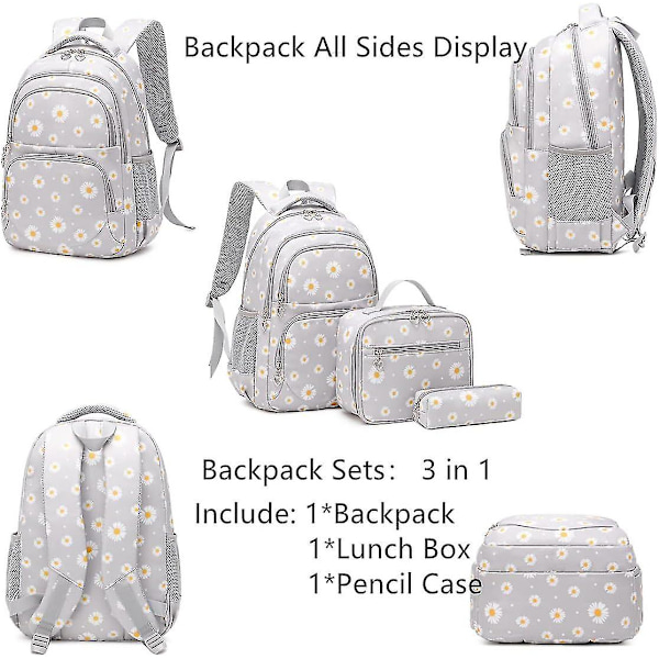 Ryggsäck för grundskoleelever, Primär Skolryggsäck, Utomhusrese-Dagryggsäck, Flickors Ryggsäck, Daisy-Tryck, Ryggsäck