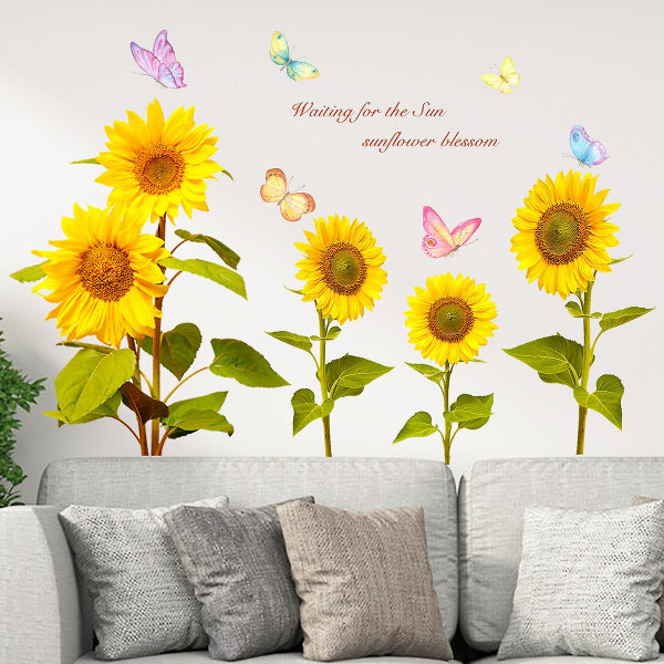Set auringonkukkia perhosia seinätarroja olohuoneisiin makuuhuoneisiin kotitoimistoihin seinäkoristeita