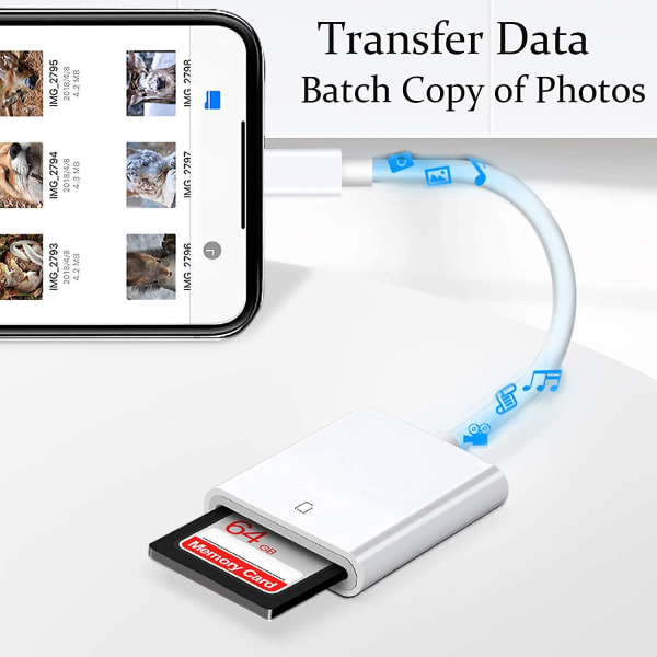 apple Lightning til SD-kort Kameraleser Adapter For Iphone Ipad Camera Trail Game Camera Card Viewer Reader For Iphone Mini, ingen app nødvendig-plugg og