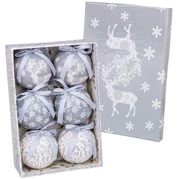 Julgranskulor Vita Silver Papp Polyfoam Rensa 7,5 x 7,5 x 7,5 cm (6 stycken)