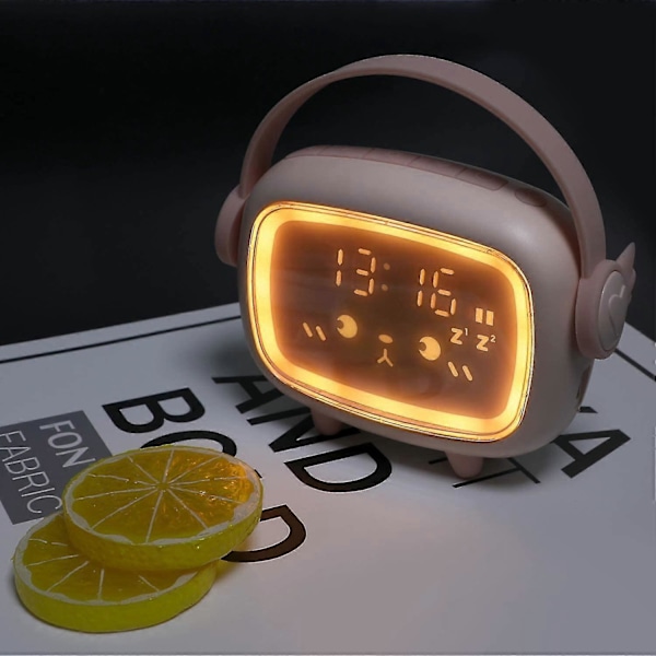 Angel Smart Väckarklocka Barn Kreativ Laddning Liten Väckarklocka Multifunktionell Digital Klocka LED Nattlampa (Rosa)