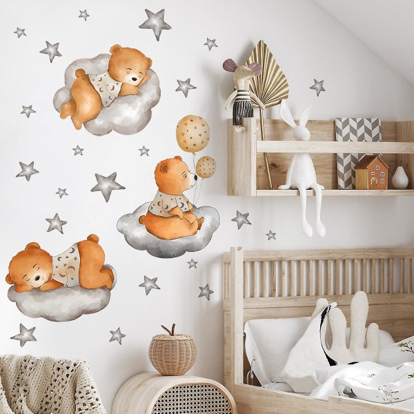 En set väggdekorationer, ungar Moln Stjärnor Väggdekoration för vardagsrum Kontor sovrum Kök Avtagbara klistermärken