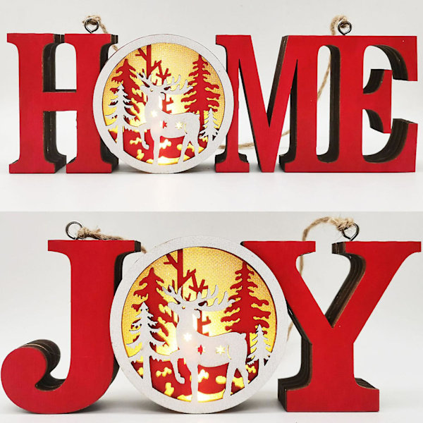 HOME JOY Dörrskylt Elk Julgran Hängande Skylt Vägg Trä Julhängande Dekoration (B)