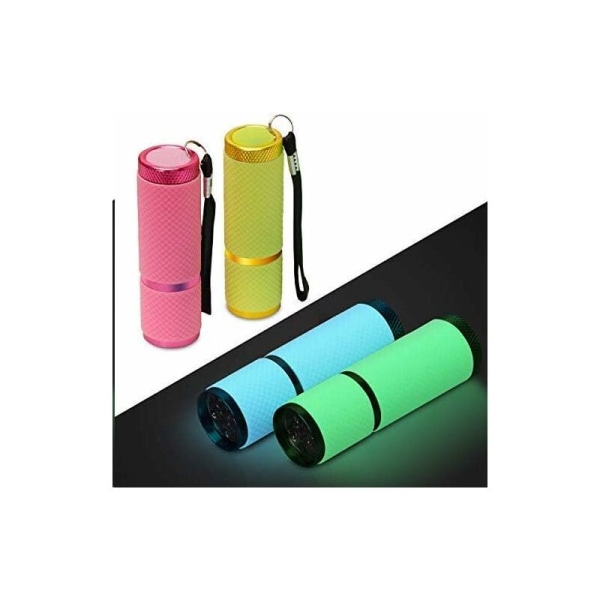 Glow in Dark LED-ficklampor - 4-pack, små gummibelagda, bärbara lampor (assorterade färger)