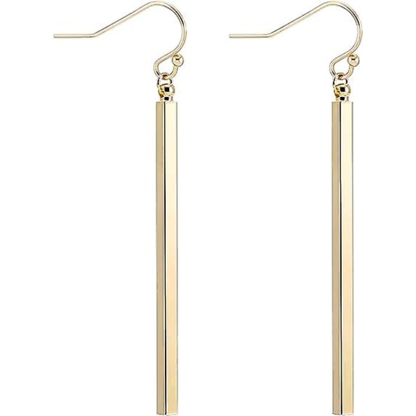 18K gull lange vertikale bar drop øredobber Minste lange runde bar øredobber Geometriske smykker for kvinner jenter