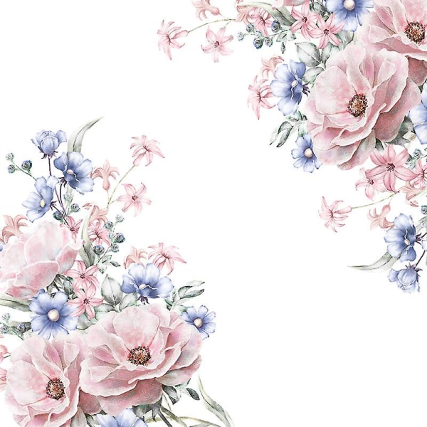 Kukkapioneja seinätarrat, vaaleanpunainen sininen pioni ruusu kukkakimppu kukkia irrotettava kuori ja kiinni seinätarra, tee itse taide Vintage Blossom Flowers taustakuva