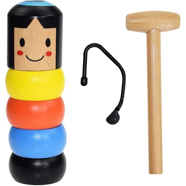 Immortal Daruma Small Wooden Man Magic Toy, Unbreakable Wooden Magic Toy