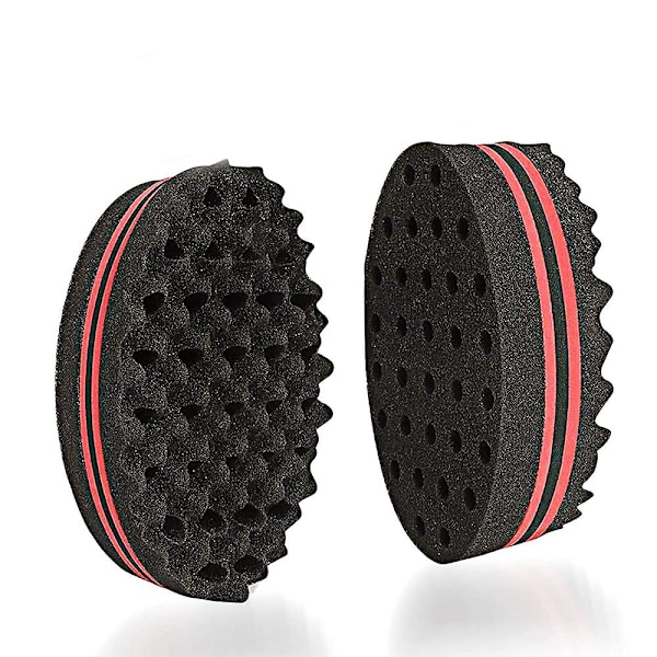 Svampar borstar, set med 2 dubbelsidiga små hål (8 mm hål) Afro Curl Curl Svampar borstar med 6,69\" metall styling kam