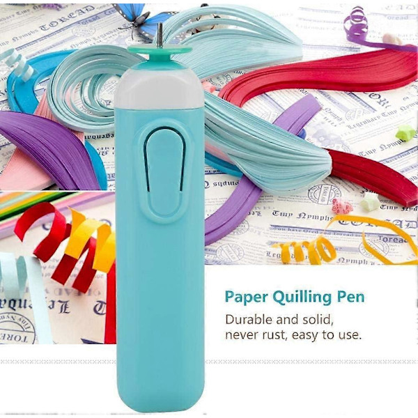 Quilling-papirpen, mini elektrisk quilling-papirvolumen krøllepen spids DIY-håndværk papir krøllepenne værktøj (blå)