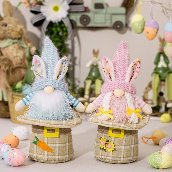 Påsklös Gnomen Kanin Dockhatt Bas Bunny Gnomen Dock Ornament Vår Påskfest Heminredning (Män)