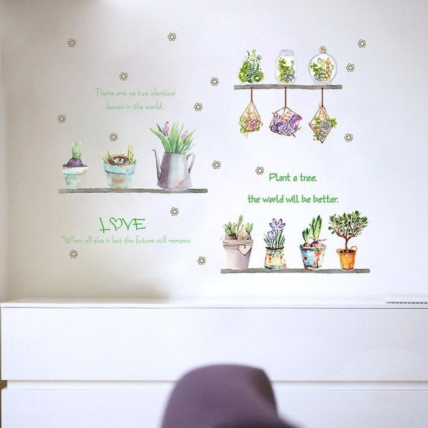 En set väggdekor, krukväxter Blomma väggdekor Vardagsrumsväggdekor, kontors väggdekoration i sovrum