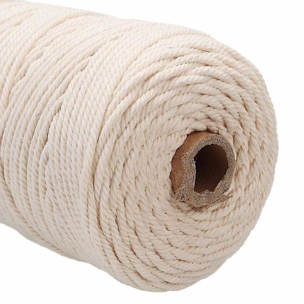 Hållbar 200m vit bomullssnöre naturbeige tvinnat snöre rep hantverk makramé snöre diy handgjord heminredning tillbehör 3mm