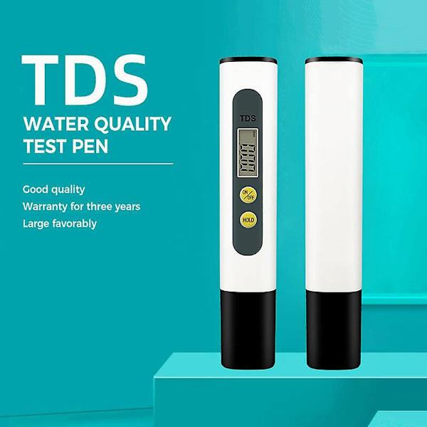 TDS-testikynä, vedenkestävä kynä, kotitalouksien kaksinkertaisella painikkeella varustettu vedenlaadun testauskynä, TDS-vedenlaadun testauskynä, valkoinen