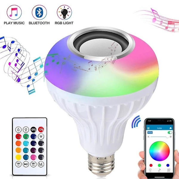 Bluetooth-musiikkikaukosäätimen polttimo Led-musiikkipolttimo RGB-värinen kaukosäätimen musiikkipolttimolamppu