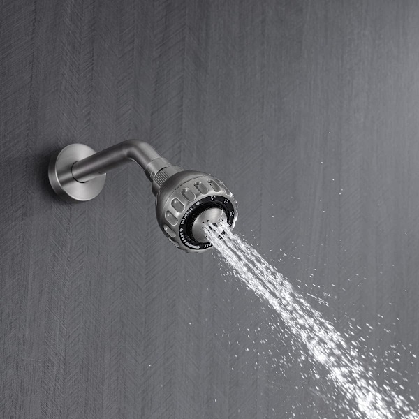 Högtrycksduschhuvud, ABS-plast, 3 lägen, fast duschhuvud, 6,3 cm, högt flöde, badrum, takdusch, regndusch, borstad nickel