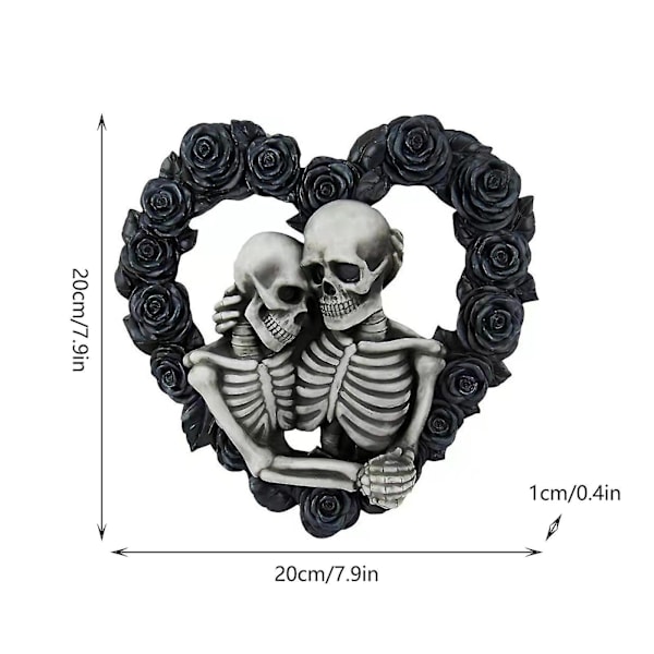 Skeletpar-Husnummer Sort Rose Ring Halloween Hjemmedekoration Dørplade