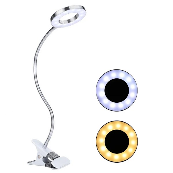 Clip-on skrivbordslampa USB Ögonskydd LED skrivbordslampa Fällbar flexibel läslampa