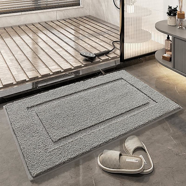 Bomullsbadmatteset - Badrumsmatta - Maskintvättbar (50*80cm) (Grå)