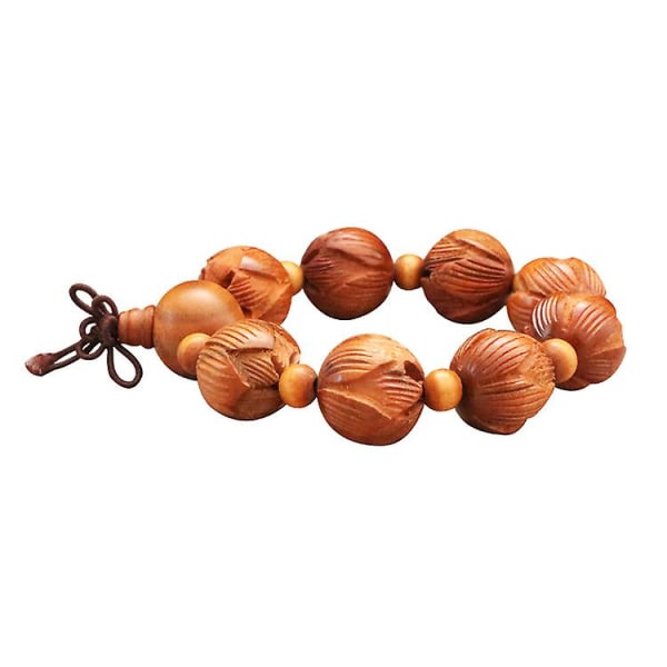 Unisex Peach Lotus snidade pärlor Bodhi tibetansk buddhistisk bön handled Mara armband