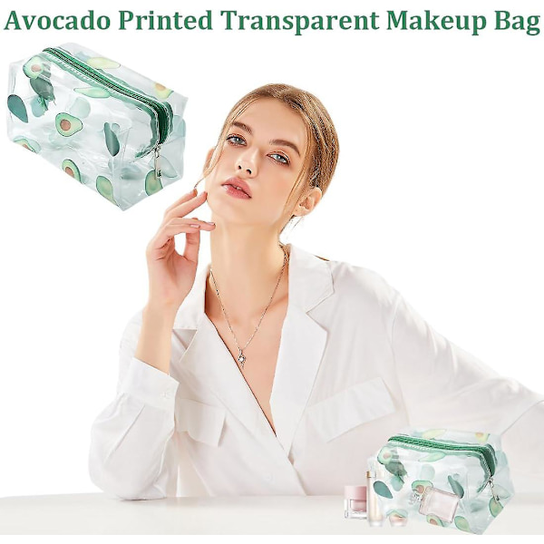 1 st PVC transparent kosmetisk väska, liten vattentät lätt kosmetisk väska, arrangör, rese kosmetisk väska, handväska kosmetisk väska (Avocado Green)
