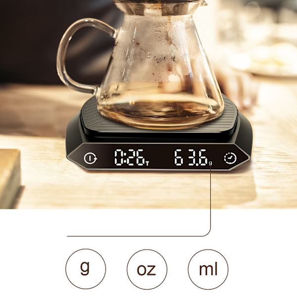 2 kg 0,1 g digital droppkaffeskala svart