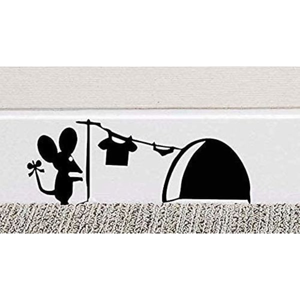 2pcs Wall Decals Black Cartoon Mouse Hole Pattern Wall Sticker Decor Art Mural Baby Nursery Room