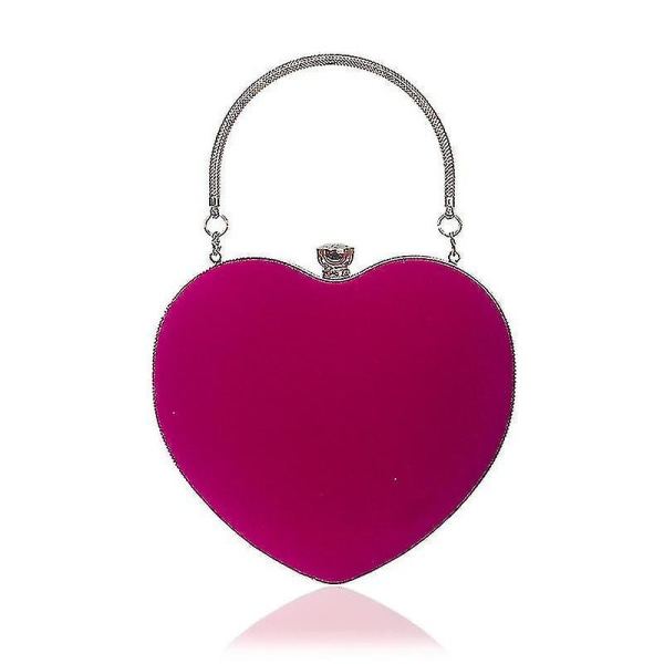Hjärtformad handväska Hjärtformad handväska Dammode Kosmetisk väska Evening Bag Clutch Handväska Elegant (rosaröd)