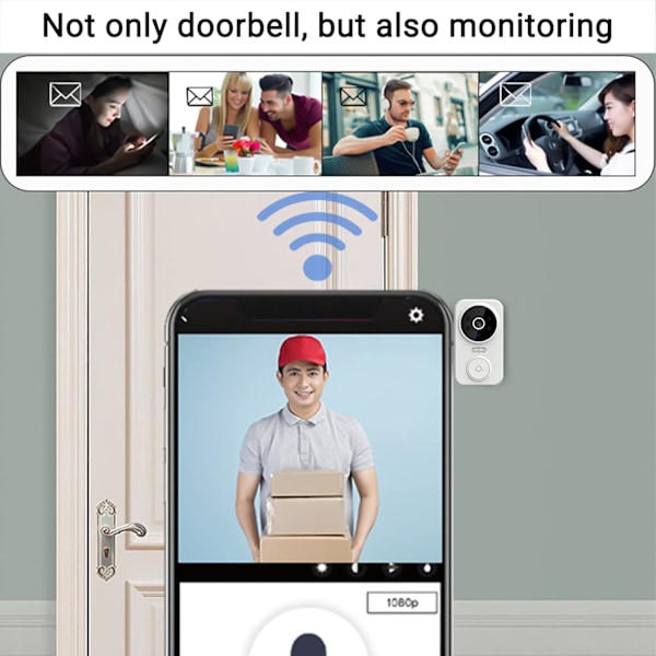 Smart Ring Dørklokke Trådløs Fjernbetjening Video Dørklokke Smart Visuel Dørklokke Hjem Intercom HD Nattesyn Wifi Genopladelig Dørklokke