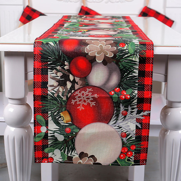 Julbordstablett Grön Tomte Händer Träd Boll Tryck Jultema Matbord Duk Cover (B)
