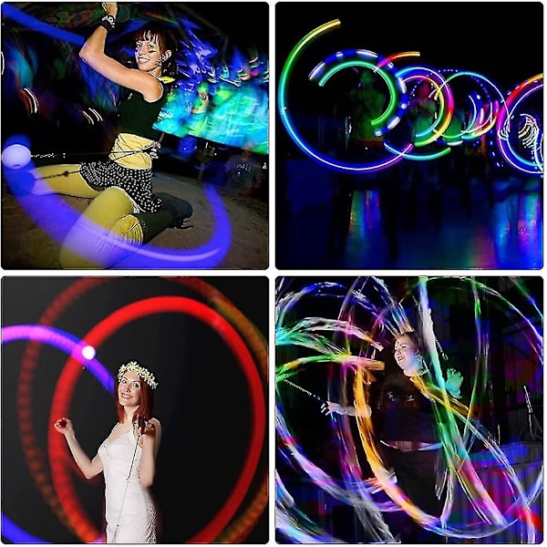 Led Poi Baller, Sett med 2 Led Poi Jongleringsballer med Regnbuefarger og Strobeeffekt, Led Glow Poi Sett for Nybegynnere og Profesjonelle