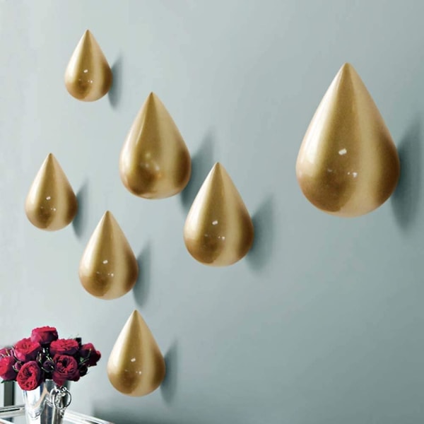 Set med 2 Creative Teardrop klädkrokar Väggdekor Modern Dekor, 7,5 X 4,8 / Guld