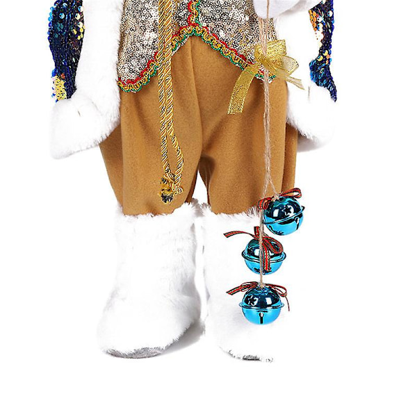 Stående Blå & Guld Tomte Julfigur Dekoration (30CM)