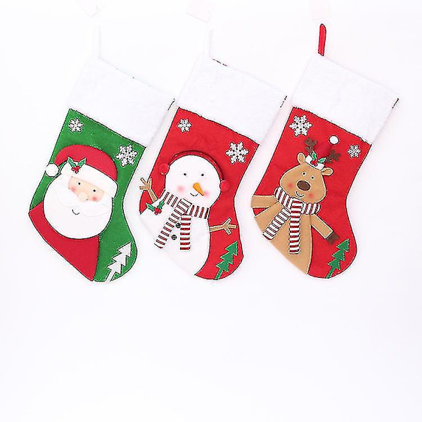 Julstrumpor, 3D Tomte Julstrumpor Present Till Juldekorationer Familj Semester Grön Banban