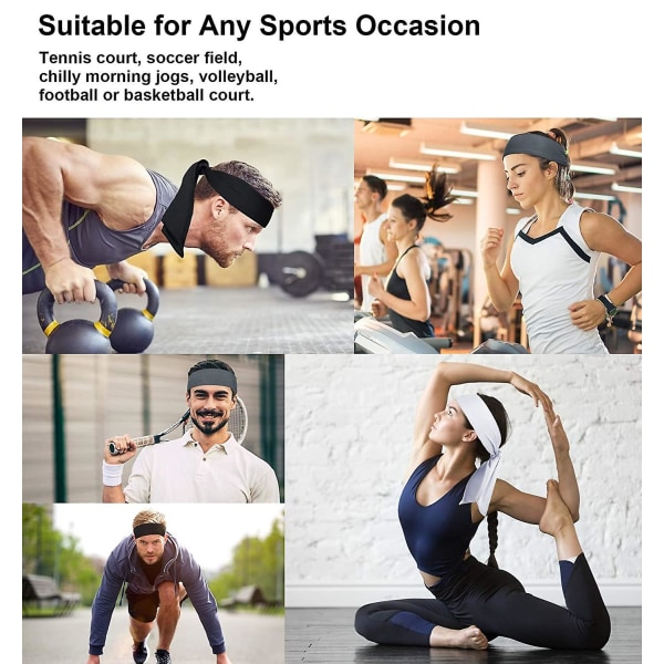 3-pack pannband med knytband för män, pannband för tennis, karate och ninja, svettband för atletiska män för kvinnor
