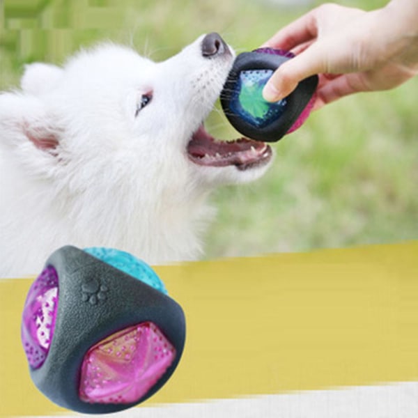 Hundleksaksboll med ledljus och pip, hundbollar, leksak för hundar, lekboll för hundar, glöd i skiftande färger, gjord av termoplastiskt gummi