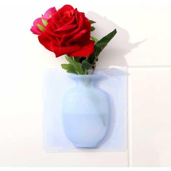 Set med 2 avtagbara blomvaser i silikon, dekorativa vaser för kylskåp, glas, fest (vit)